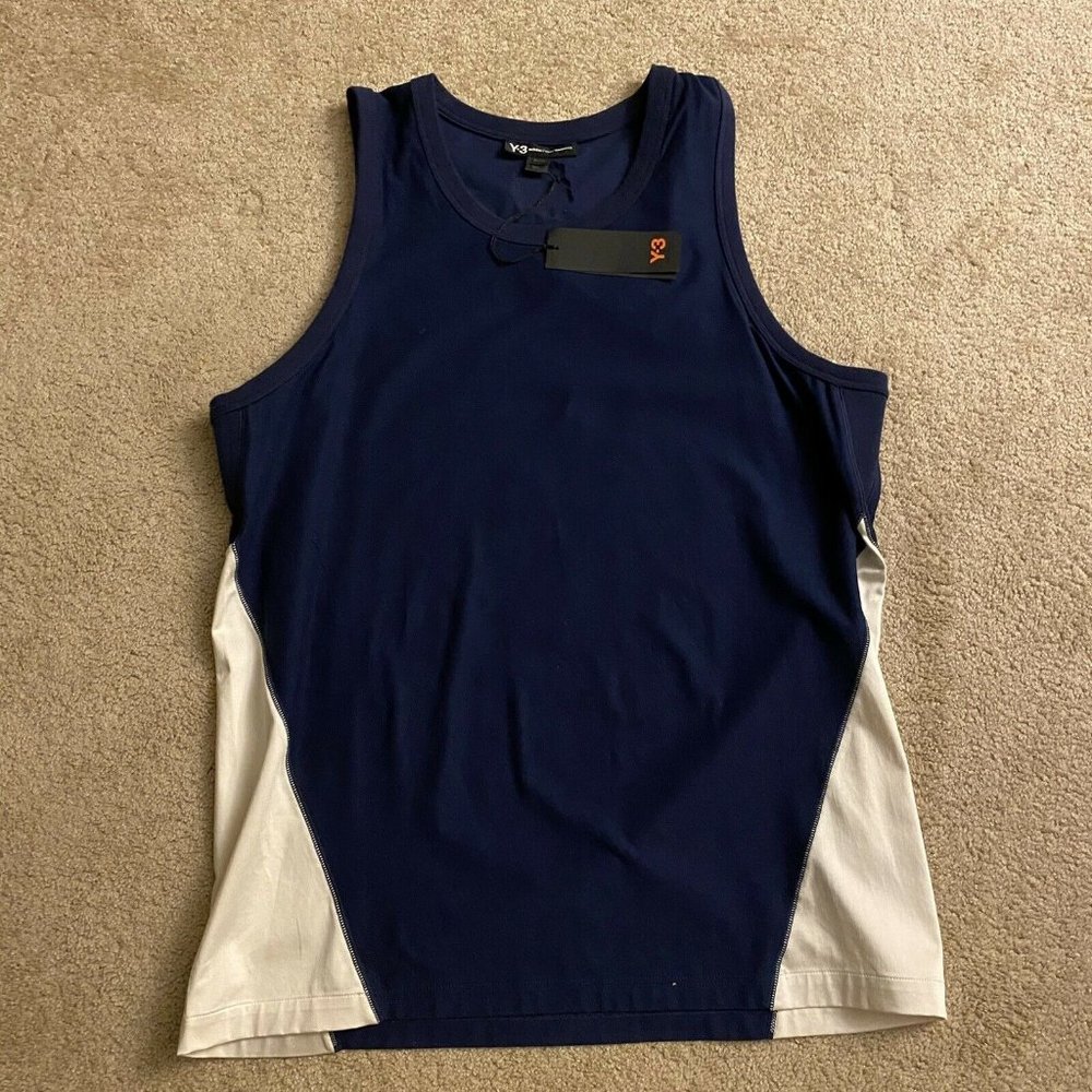ADIDAS Y-3 MEN SATEEN MIX TANK TOP NAVY - BRAND NE